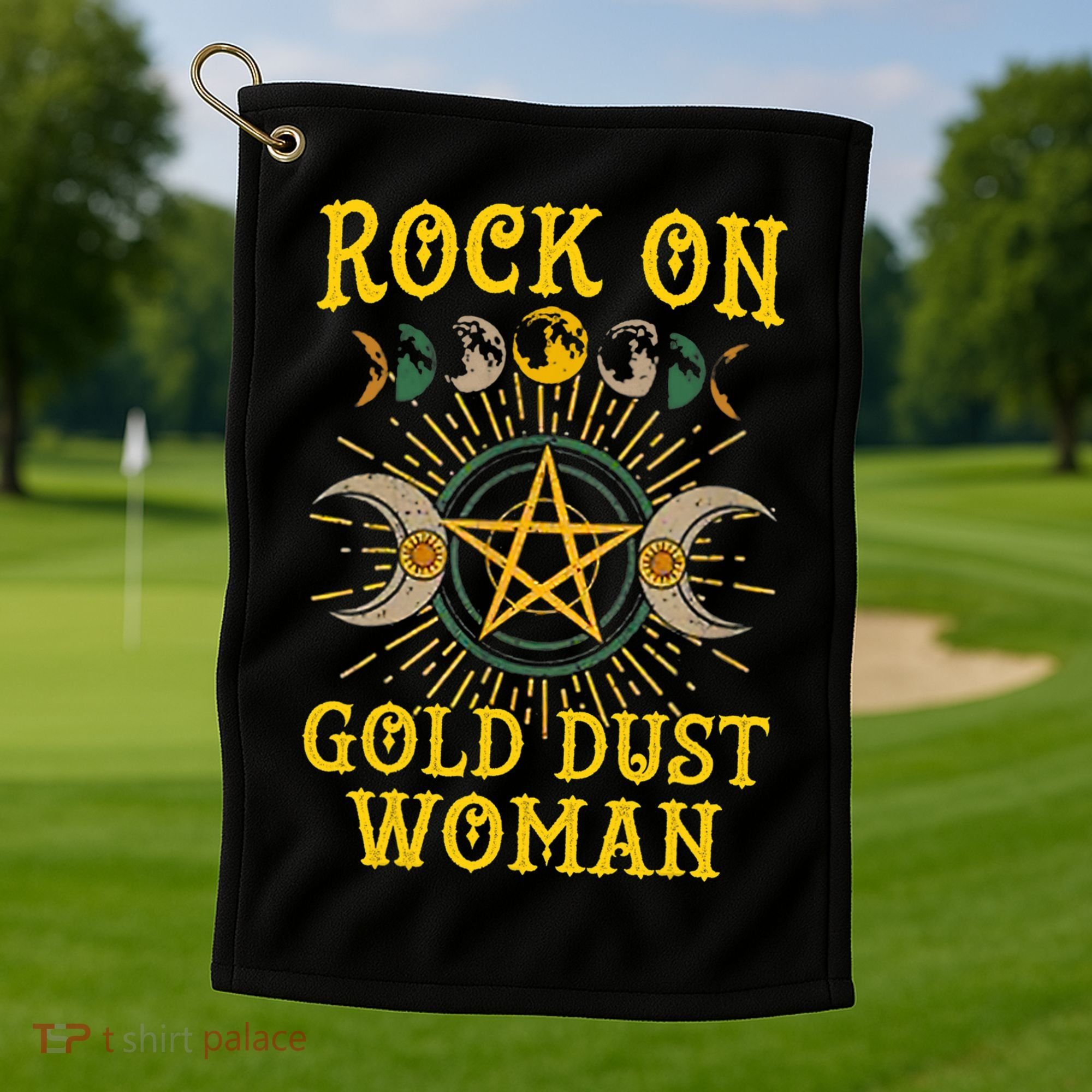 Funny Rock On Gold Dust Woman Gift For Birthday Golf Towel