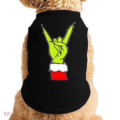 Funny Rock On Hand Christmas Rock & Roll Elf Xmas Doggie Tank