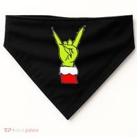 Funny Rock On Hand Christmas Rock & Roll Elf Xmas USA-Made Doggie Bandana thumb 0