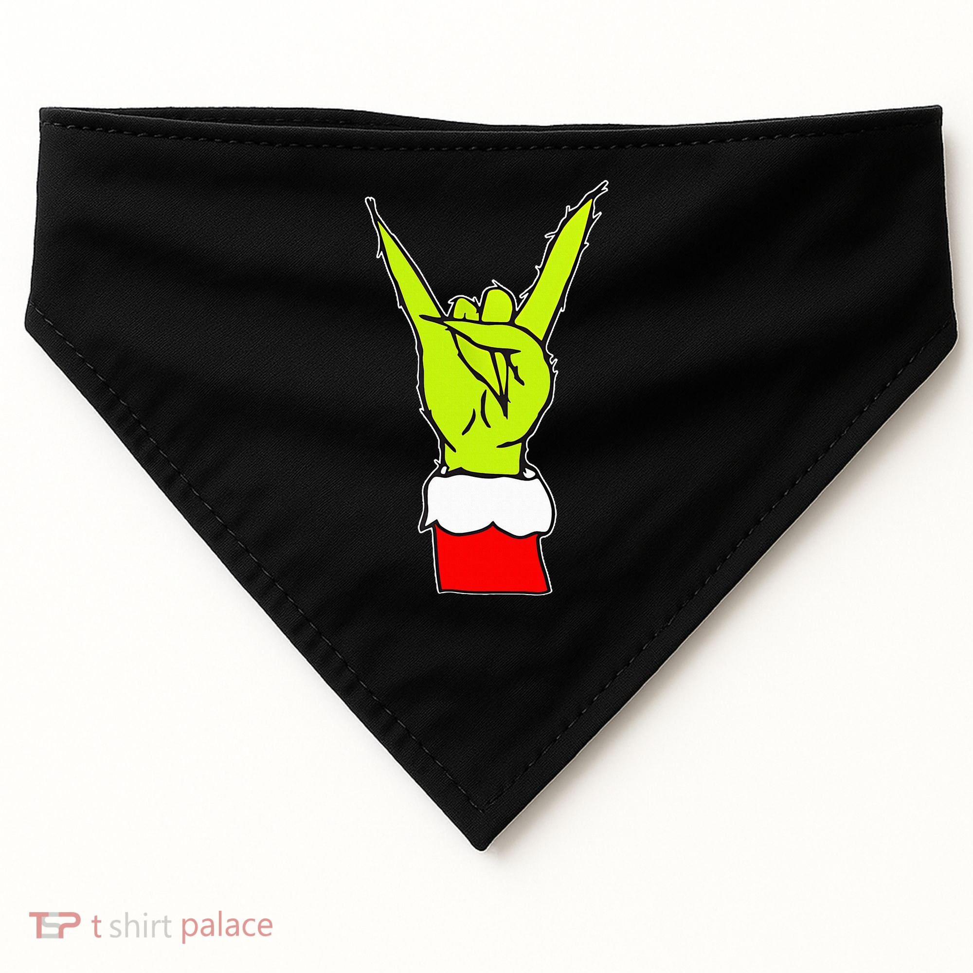 Funny Rock On Hand Christmas Rock & Roll Elf Xmas USA-Made Doggie Bandana