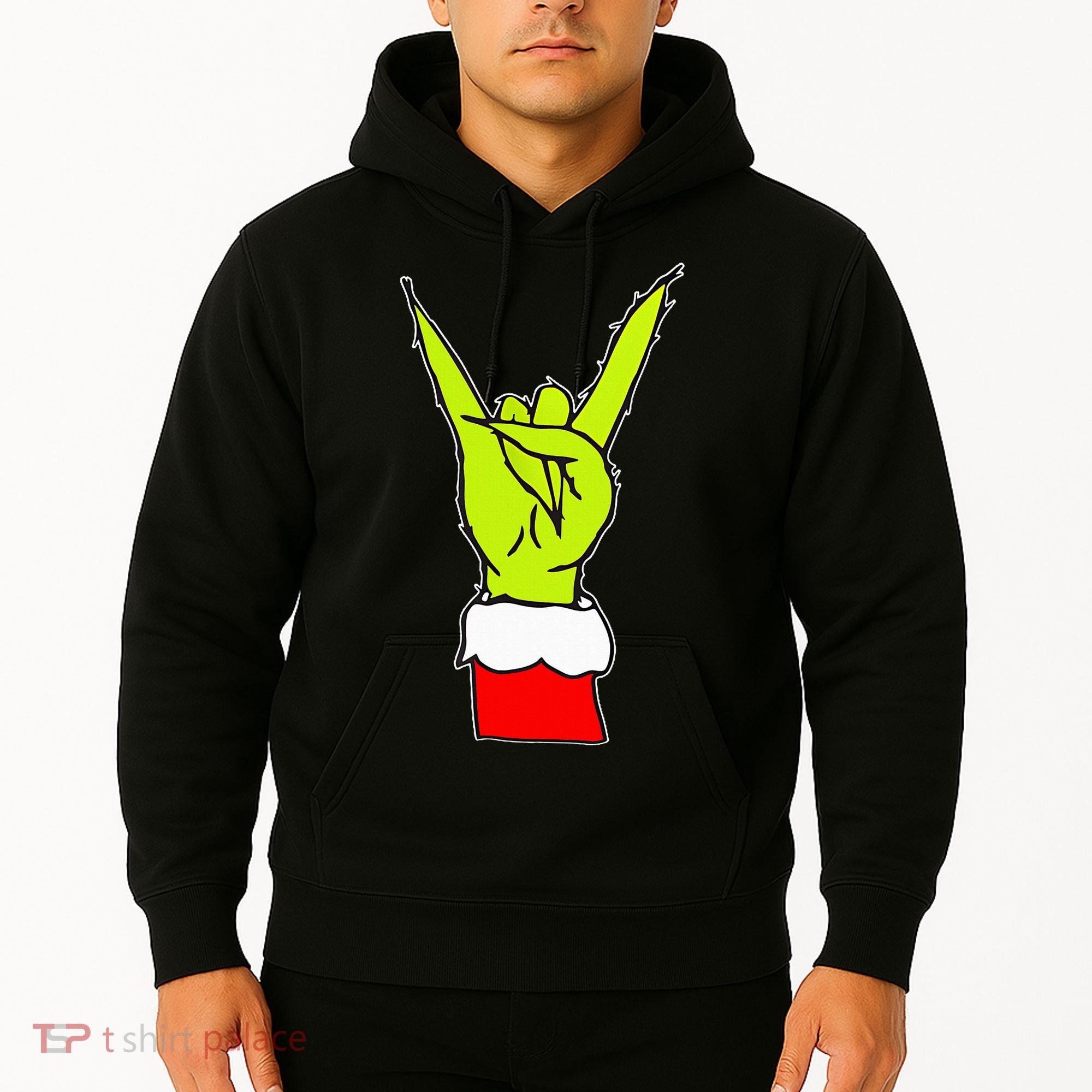 Funny Rock On Hand Christmas Rock & Roll Elf Xmas Hoodie