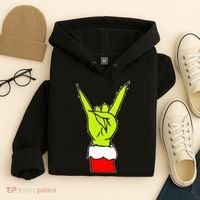 Funny Rock On Hand Christmas Rock & Roll Elf Xmas Hoodie thumb 4