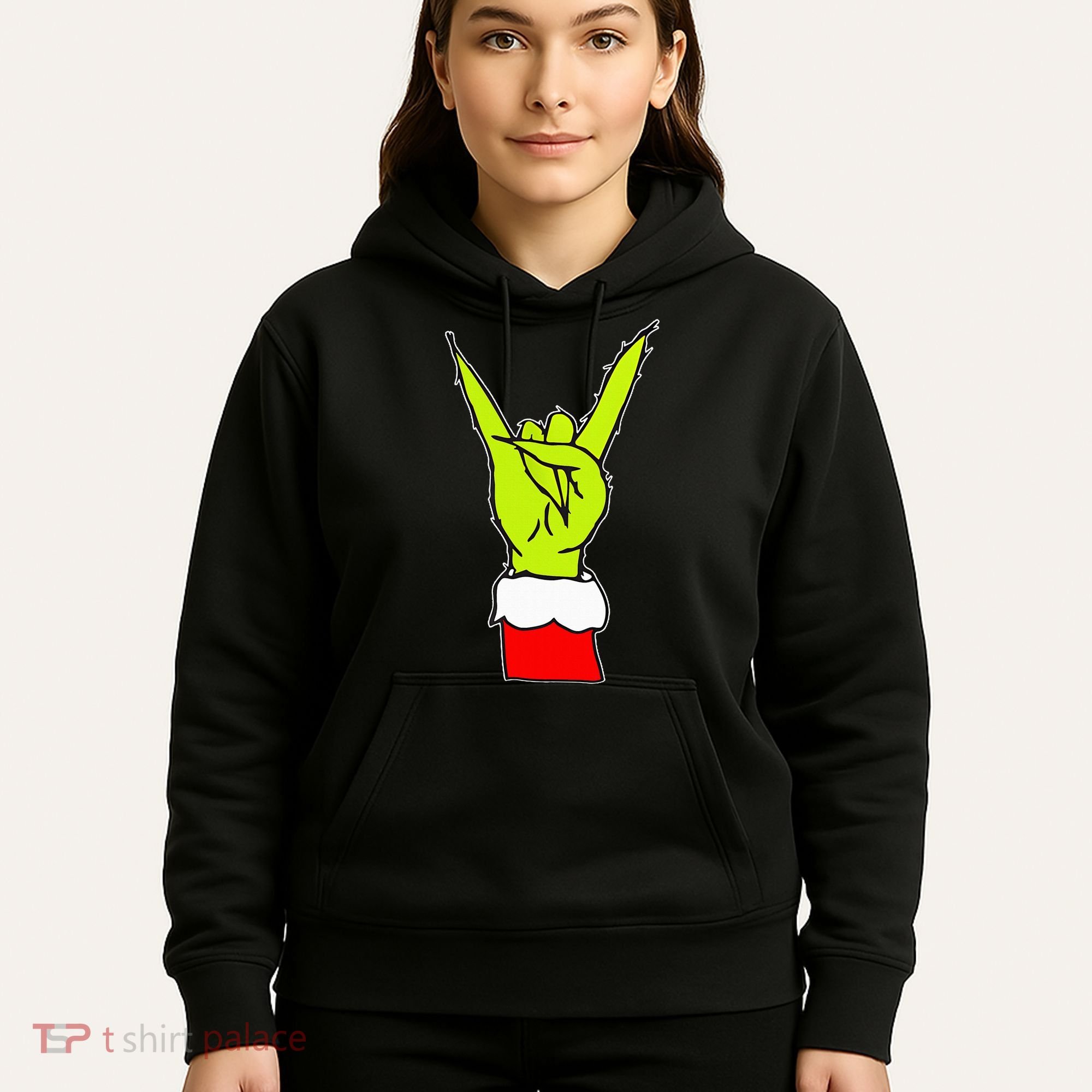 Funny Rock On Hand Christmas Rock & Roll Elf Xmas Hoodie