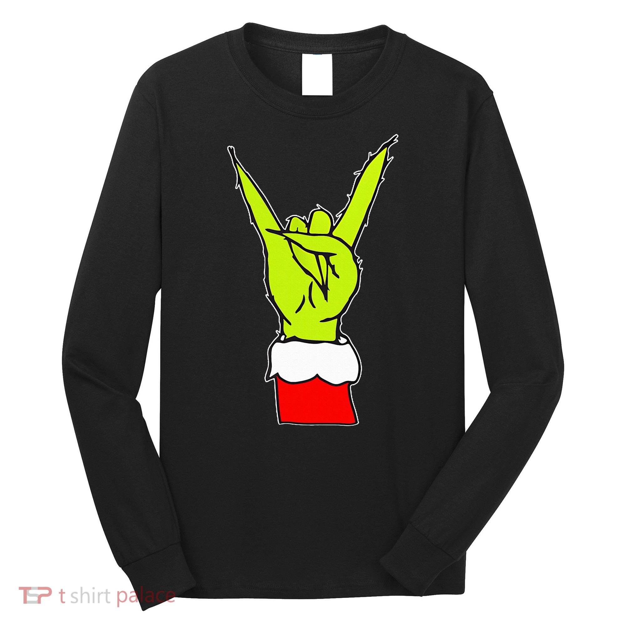 Funny Rock On Hand Christmas Rock & Roll Elf Xmas Long Sleeve Shirt