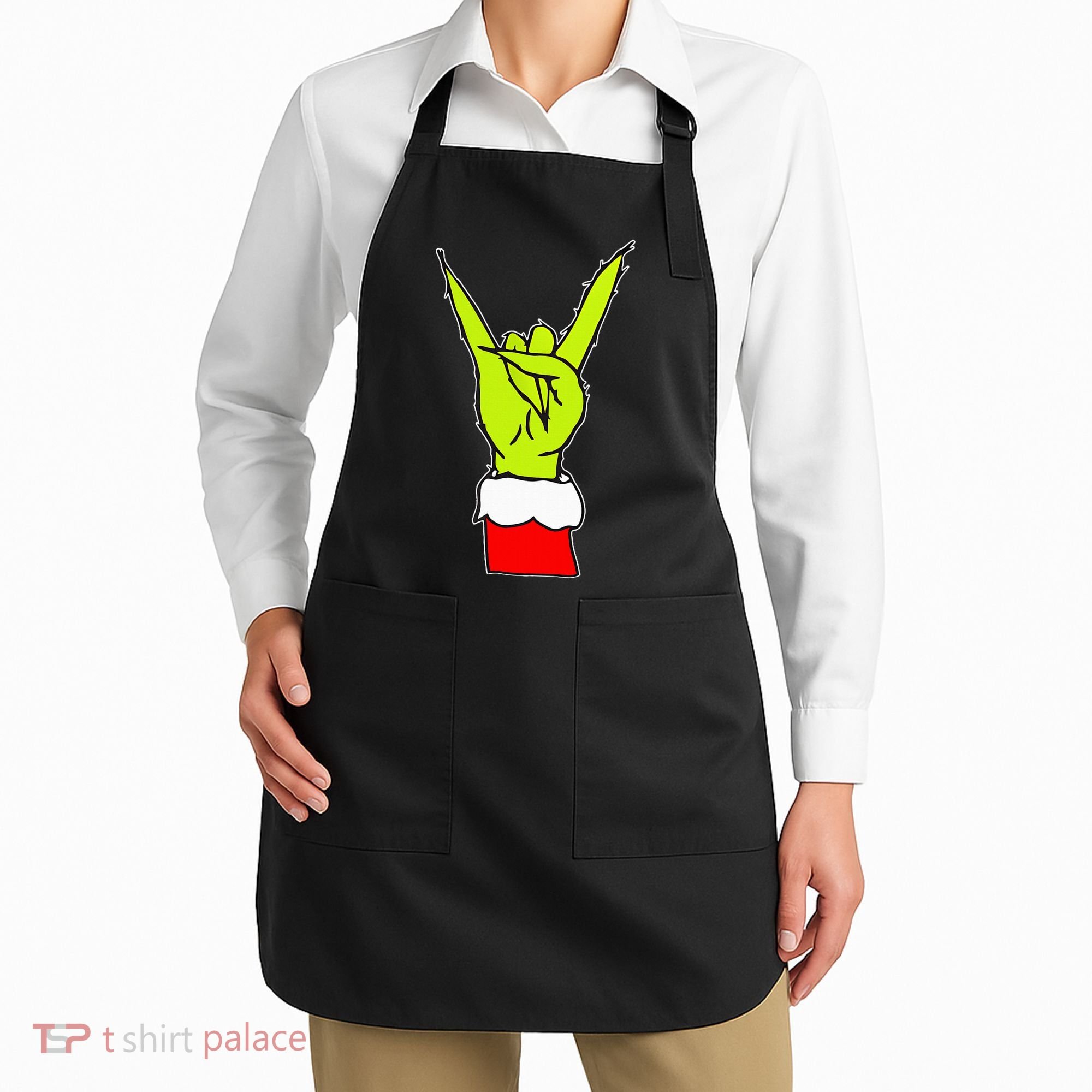 Funny Rock On Hand Christmas Rock & Roll Elf Xmas Apron