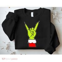 Funny Rock On Hand Christmas Rock & Roll Elf Xmas Sweatshirt thumb 2