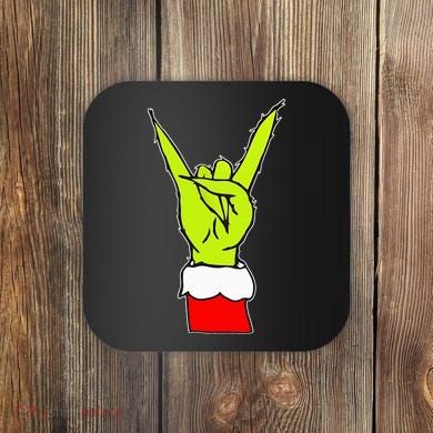 Funny Rock On Hand Christmas Rock & Roll Elf Xmas Coaster