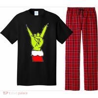 Funny Rock On Hand Christmas Rock & Roll Elf Xmas Pajama Set thumb 0
