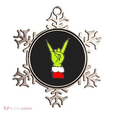 Funny Rock On Hand Christmas Rock & Roll Elf Xmas Ornament