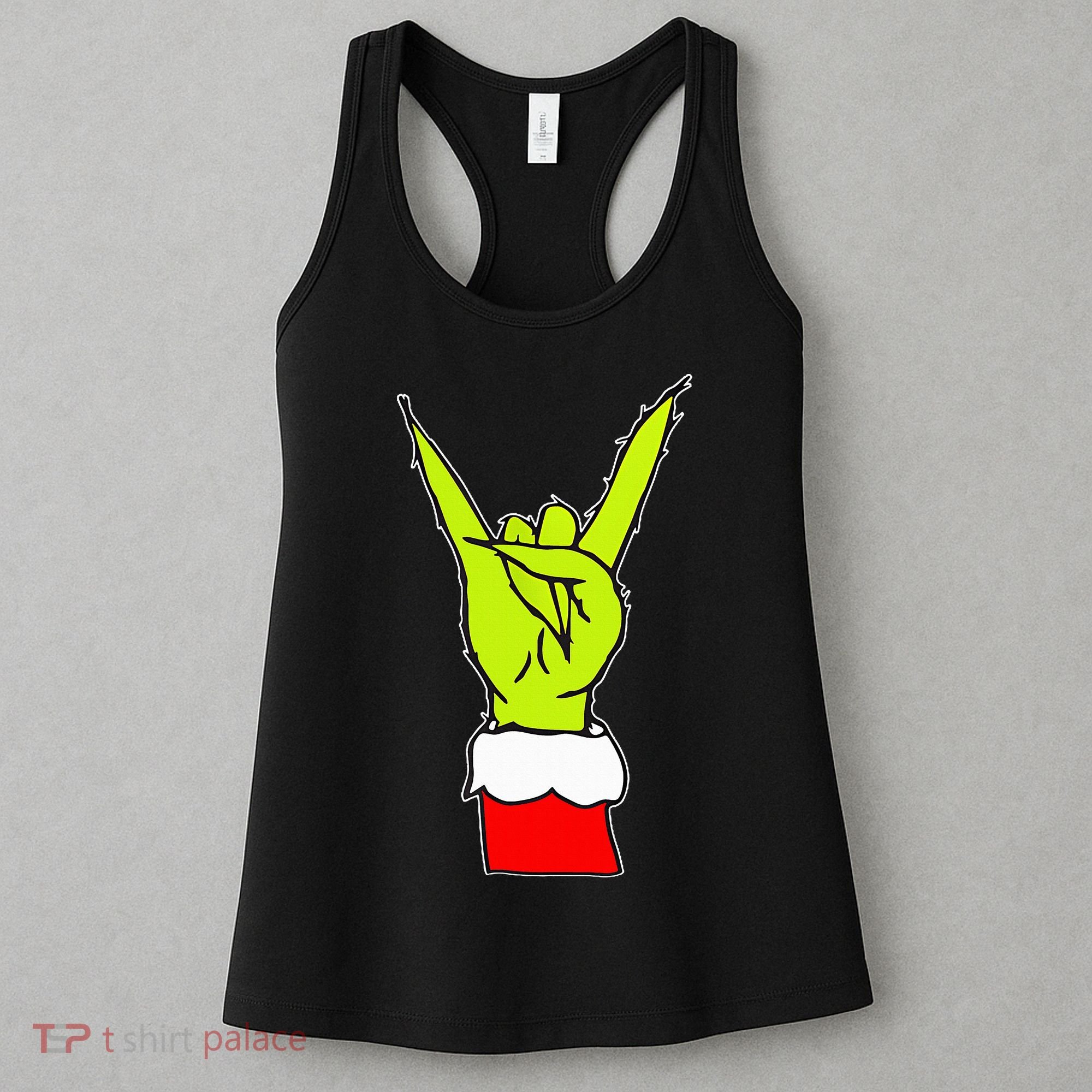 Funny Rock On Hand Christmas Rock & Roll Elf Xmas Women's Tank Top