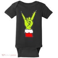 Funny Rock On Hand Christmas Rock & Roll Elf Xmas Baby Bodysuit thumb 0