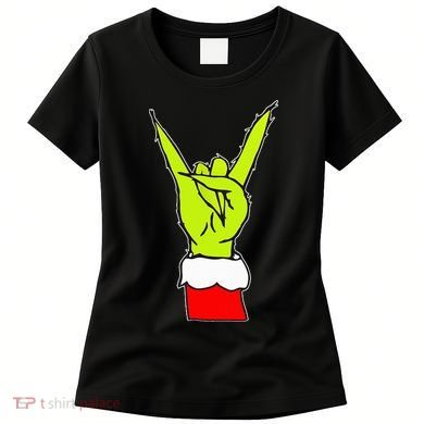 Funny Rock On Hand Christmas Rock & Roll Elf Xmas Women's T-Shirt