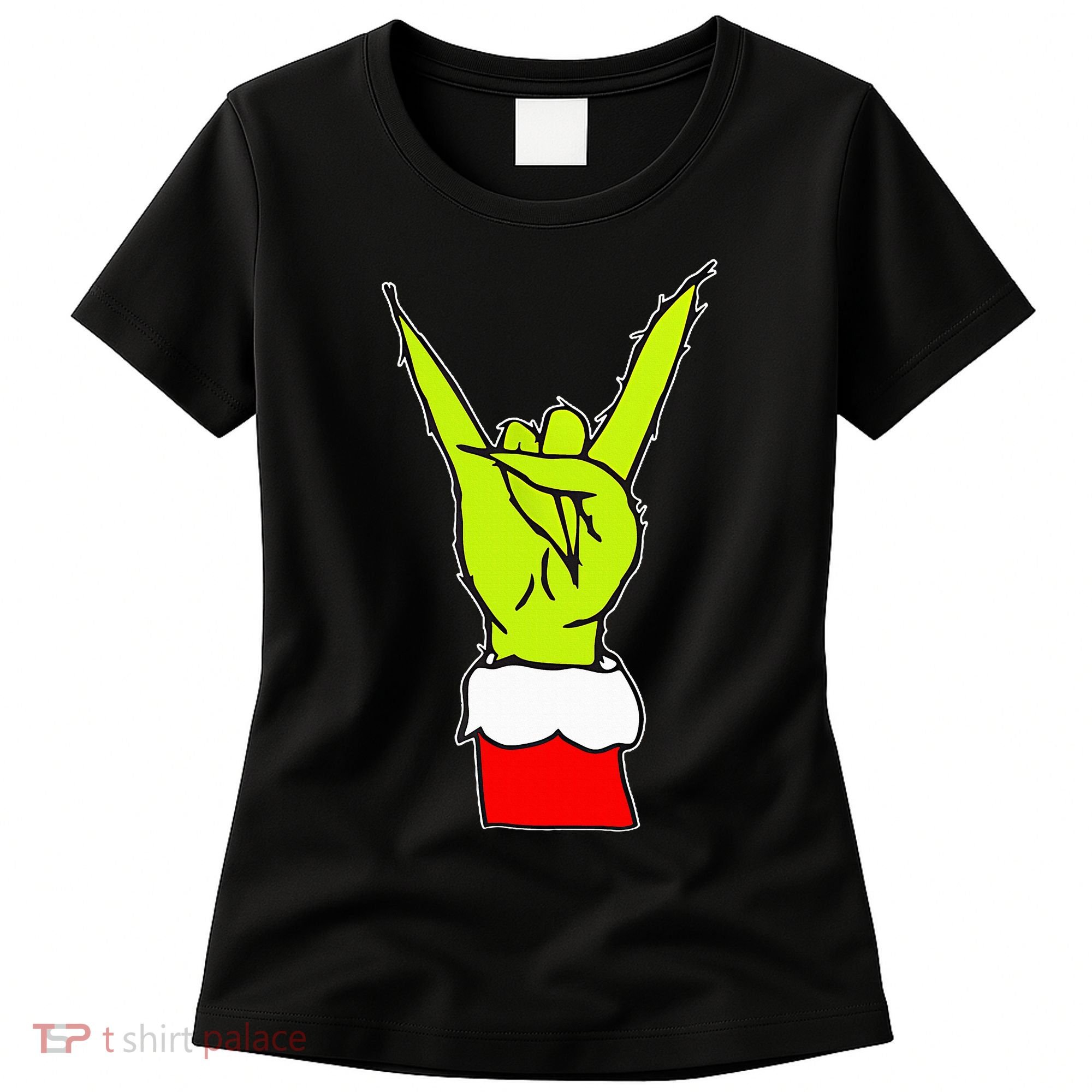Funny Rock On Hand Christmas Rock & Roll Elf Xmas Women's T-Shirt