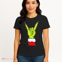 Funny Rock On Hand Christmas Rock & Roll Elf Xmas Women's T-Shirt thumb 4