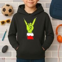 Funny Rock On Hand Christmas Rock & Roll Elf Xmas Kids Hoodie thumb 2