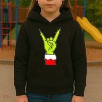 Funny Rock On Hand Christmas Rock & Roll Elf Xmas Kids Hoodie thumb 3