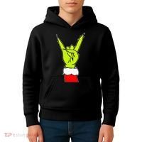 Funny Rock On Hand Christmas Rock & Roll Elf Xmas Kids Hoodie thumb 4