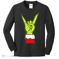 Funny Rock On Hand Christmas Rock & Roll Elf Xmas Kids Long Sleeve Shirt thumb 0