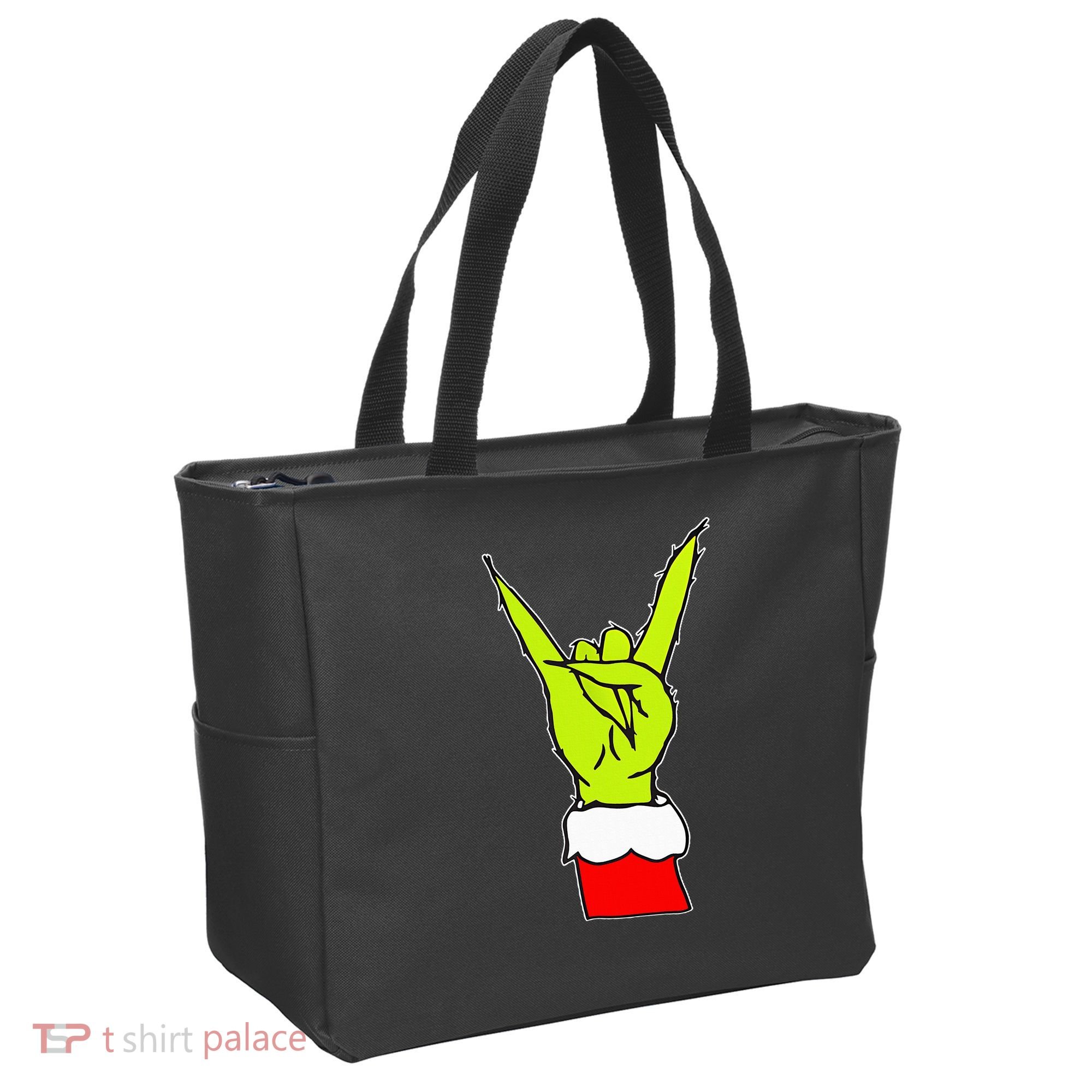 Funny Rock On Hand Christmas Rock & Roll Elf Xmas Tote Bag