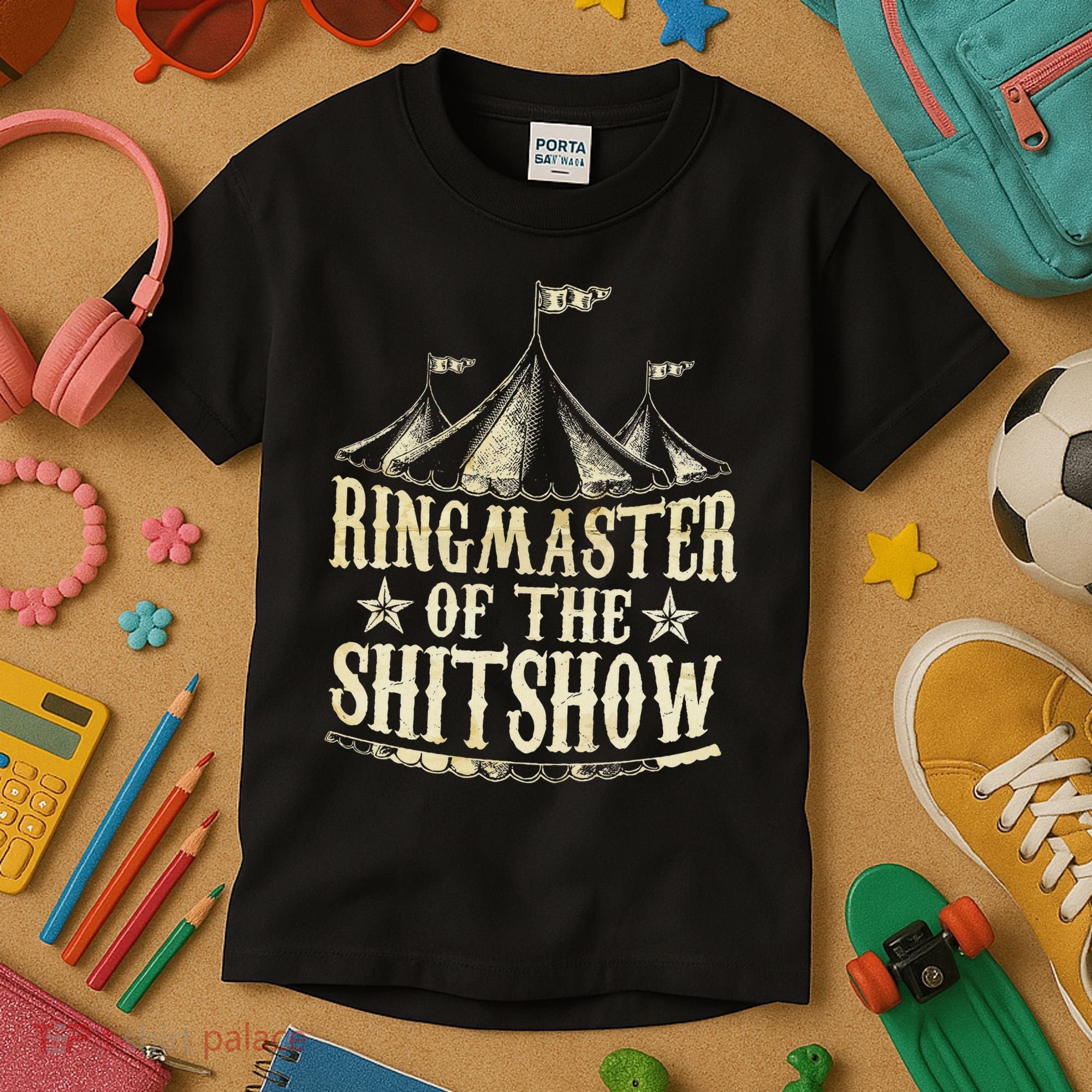 Funny Ringmaster Of The Shitshow Circus Staff Shit Show Kids T-Shirt