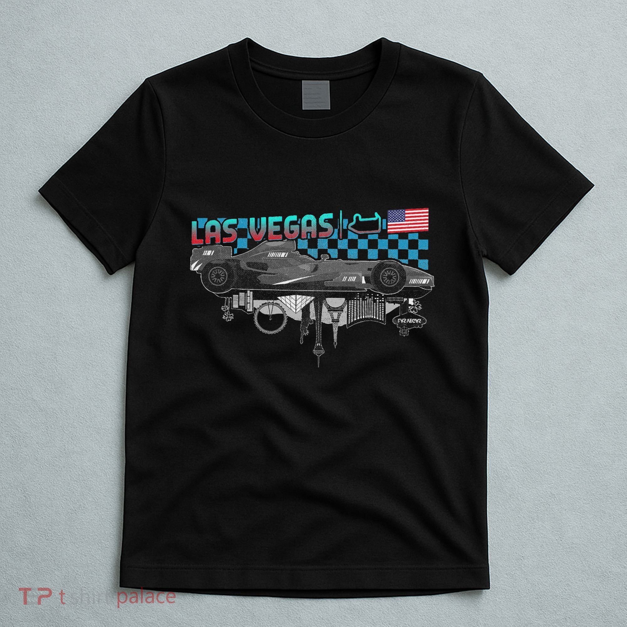 Formula Racing Open Wheel Car Las Vegas Circuit Usa Flag T-Shirt