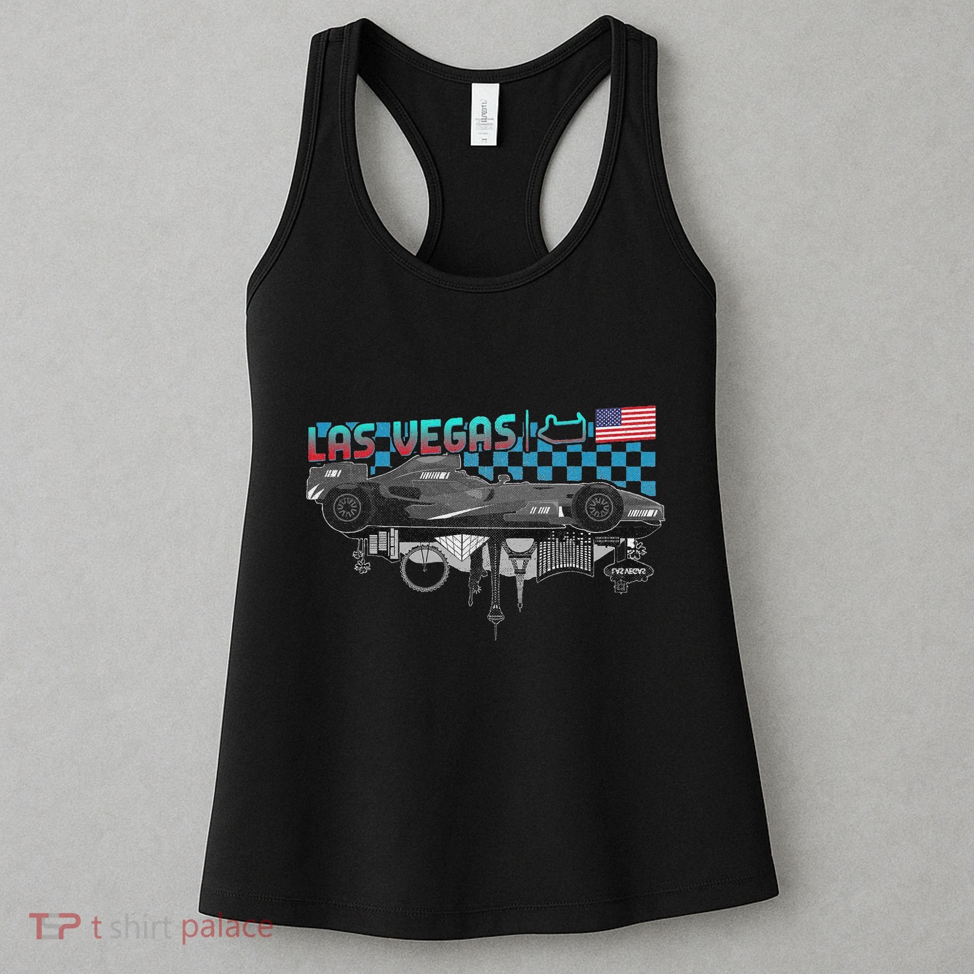 Formula Racing Open Wheel Car Las Vegas Circuit Usa Flag Women's Tank Top