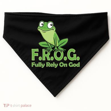 Frog Fully Rely On God USA-Made Doggie Bandana