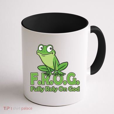 Frog Fully Rely On God Coffee Mug back