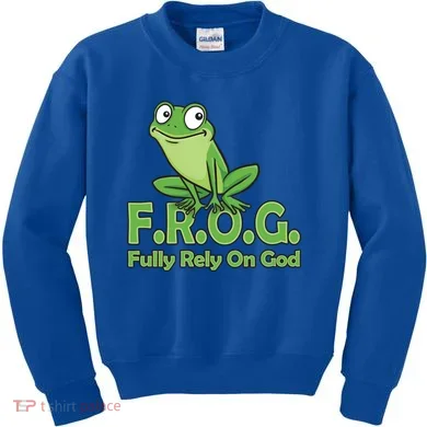 Frog Fully Rely On God Kids Sweatshirt