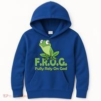 Frog Fully Rely On God Kids Hoodie thumb 0