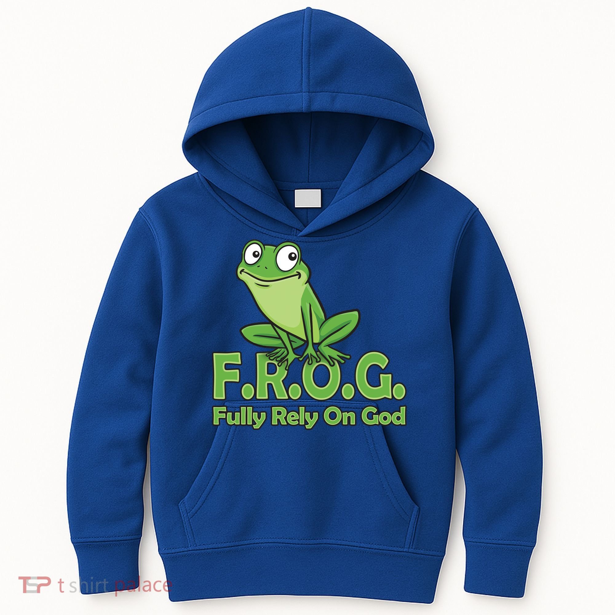 Frog Fully Rely On God Kids Hoodie