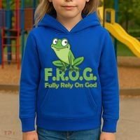 Frog Fully Rely On God Kids Hoodie thumb 3