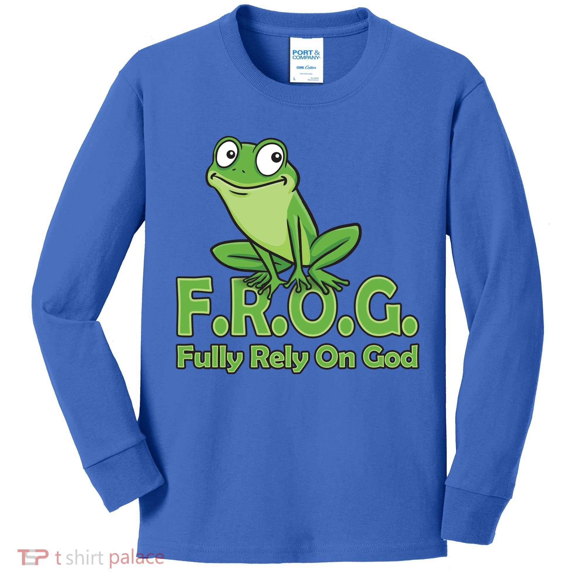 Frog Fully Rely On God Kids Long Sleeve Shirt
