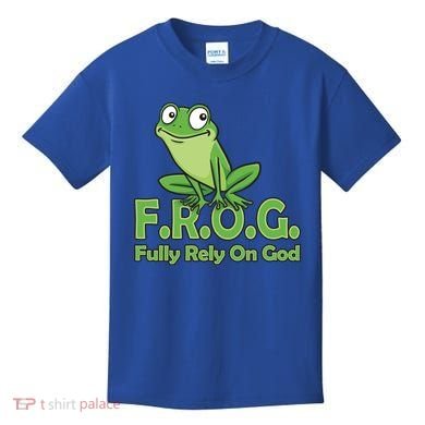 Frog Fully Rely On God Kids T-Shirt