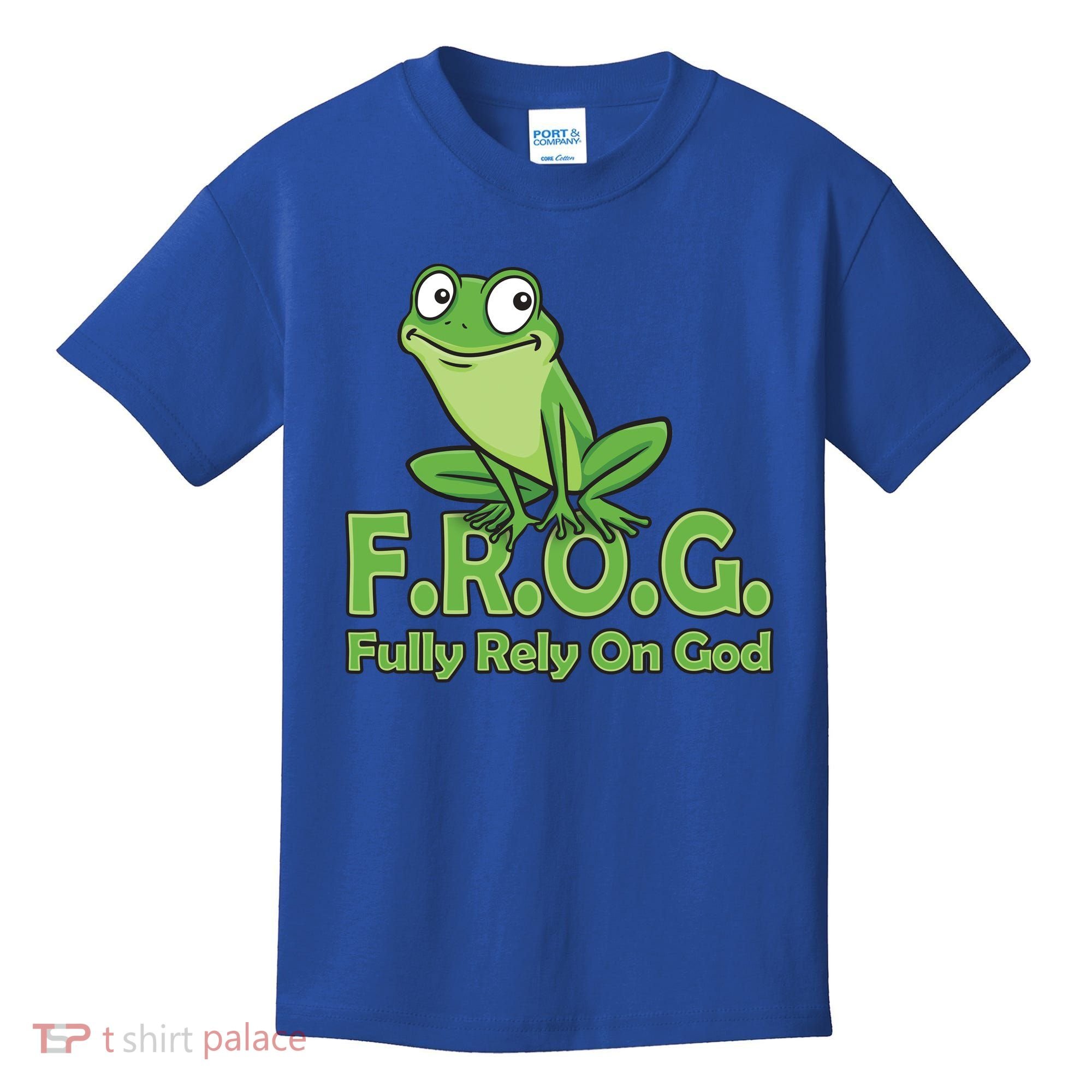 Frog Fully Rely On God Kids T-Shirt