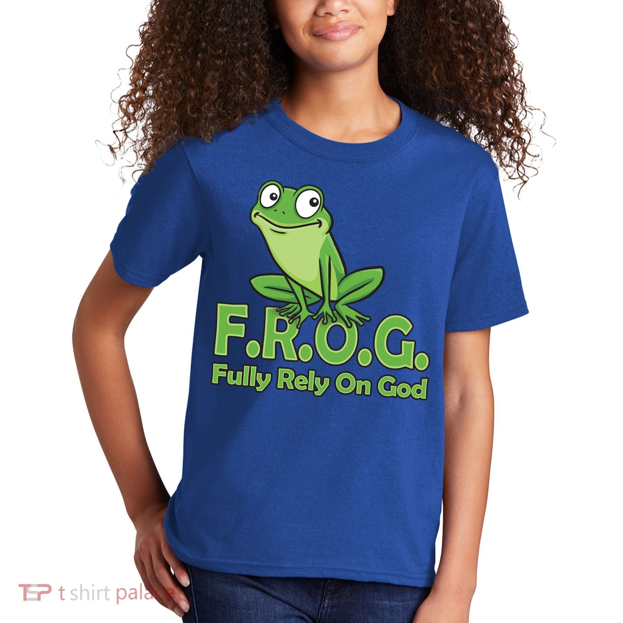 Frog Fully Rely On God Kids T-Shirt