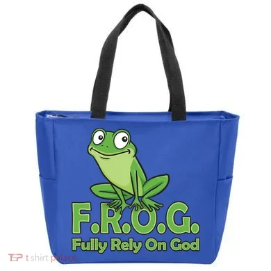 Frog Fully Rely On God Tote Bag