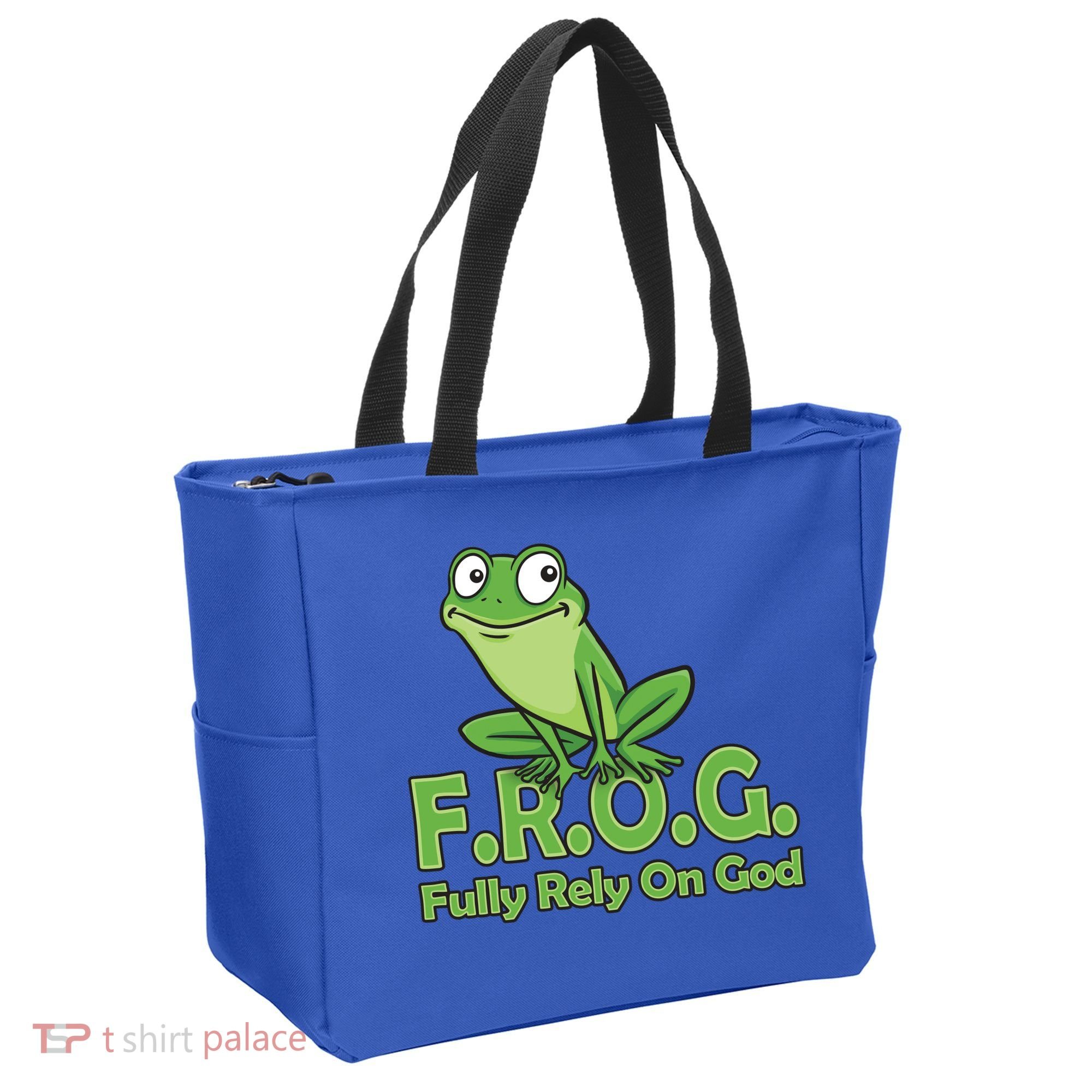 Frog Fully Rely On God Tote Bag