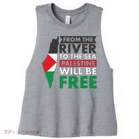 From The River To The Sea Palestine Will Be Free Women's Racerback Cropped Tank thumb 0