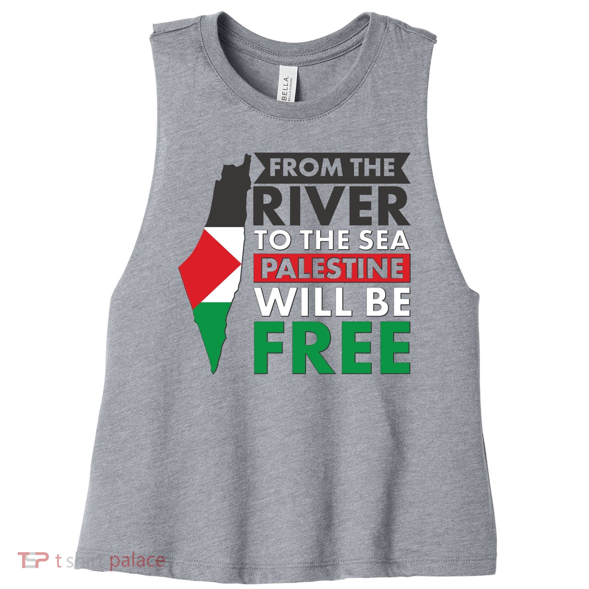 From The River To The Sea Palestine Will Be Free Women's Racerback Cropped Tank