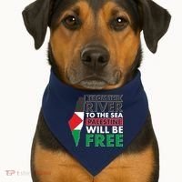 From The River To The Sea Palestine Will Be Free USA-Made Doggie Bandana thumb 1