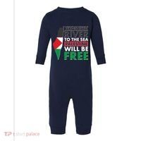 From The River To The Sea Palestine Will Be Free Infant Fleece One Piece thumb 0