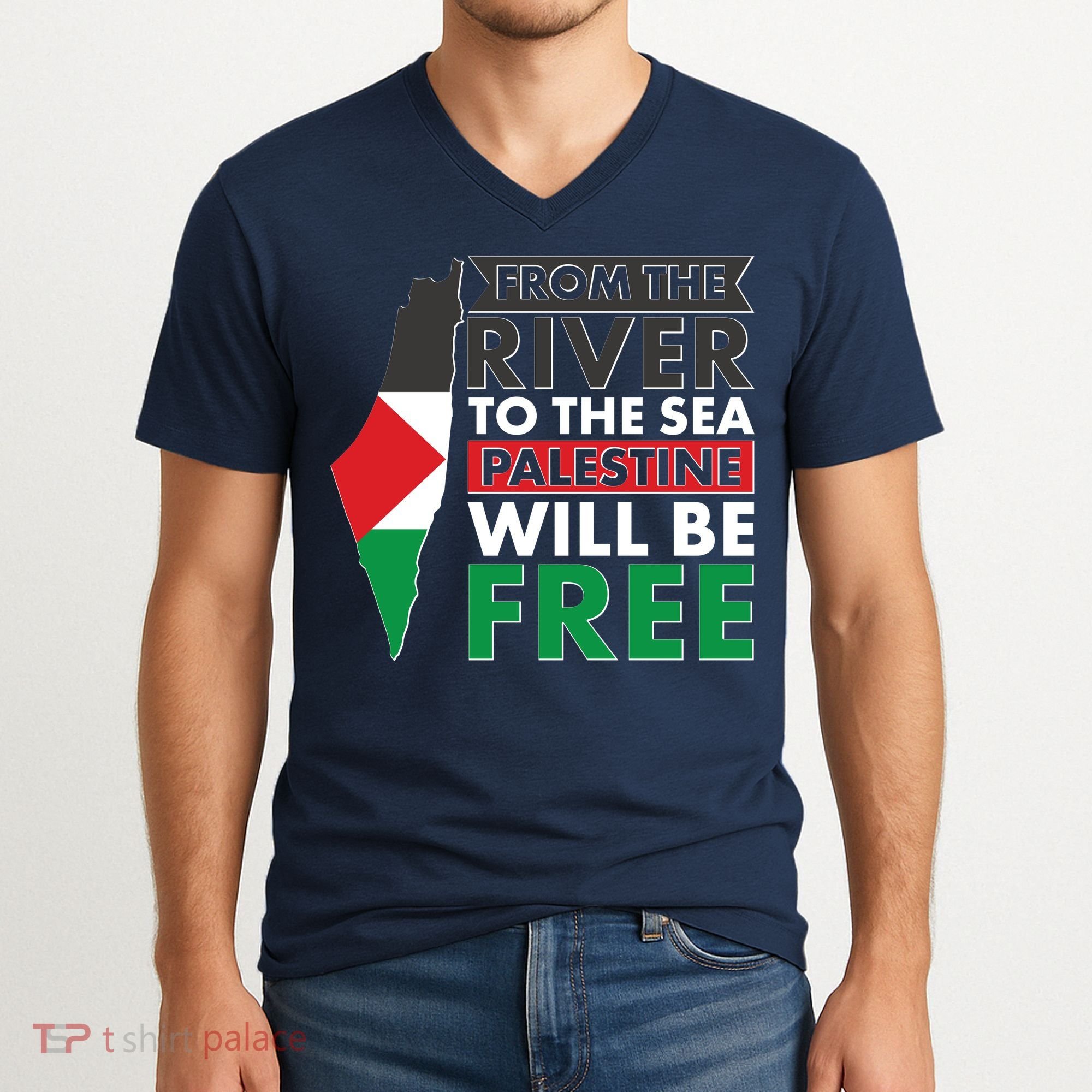 From The River To The Sea Palestine Will Be Free V-Neck T-Shirt
