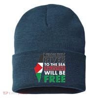 From The River To The Sea Palestine Will Be Free Sustainable Knit Beanie thumb 0