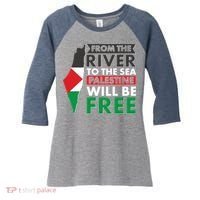 From The River To The Sea Palestine Will Be Free Women's Tri-Blend 3/4-Sleeve Raglan Shirt thumb 0