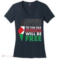 From The River To The Sea Palestine Will Be Free Women's V-Neck T-Shirt thumb 0