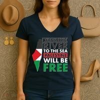 From The River To The Sea Palestine Will Be Free Women's V-Neck T-Shirt thumb 3