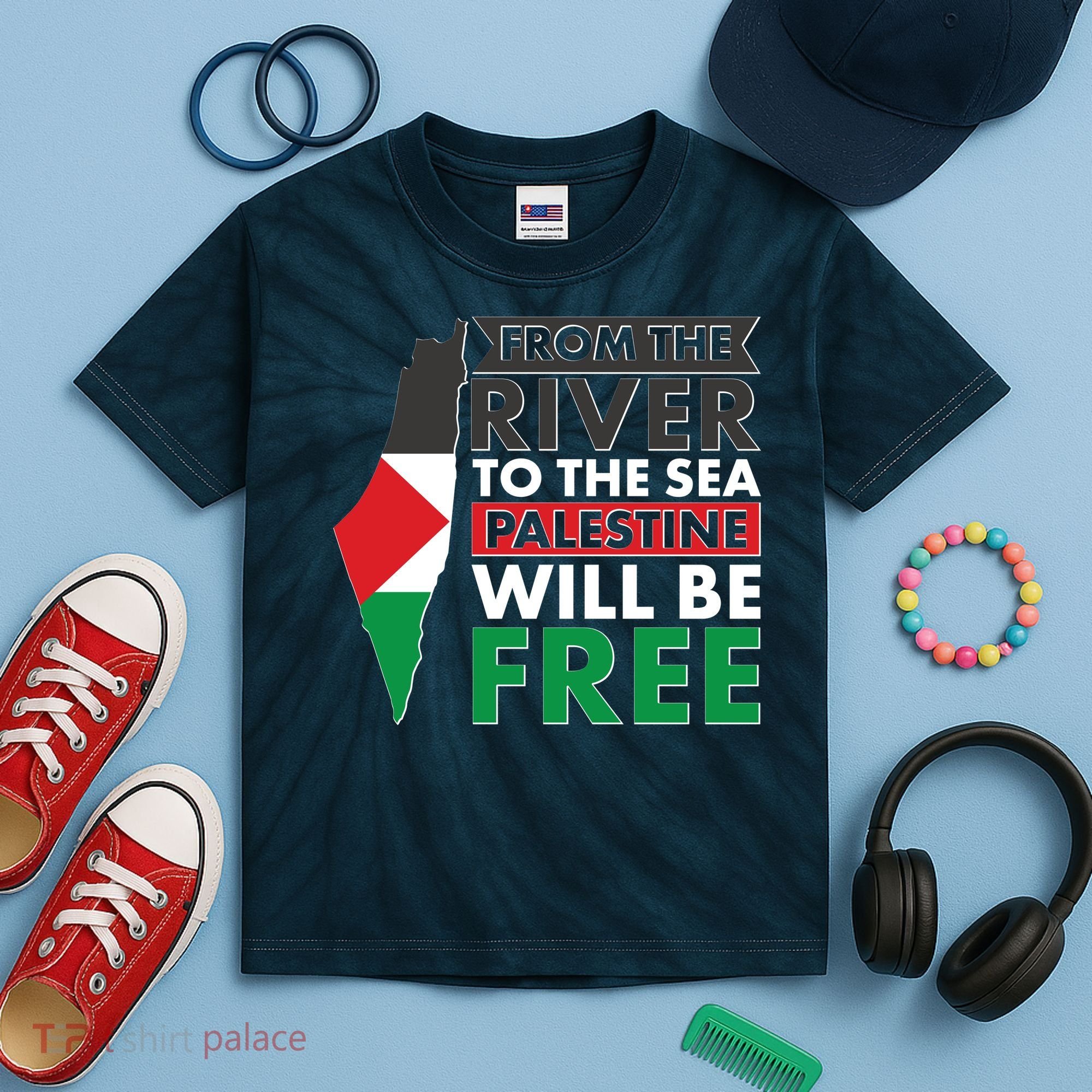 From The River To The Sea Palestine Will Be Free Kids Tie-Dye T-Shirt