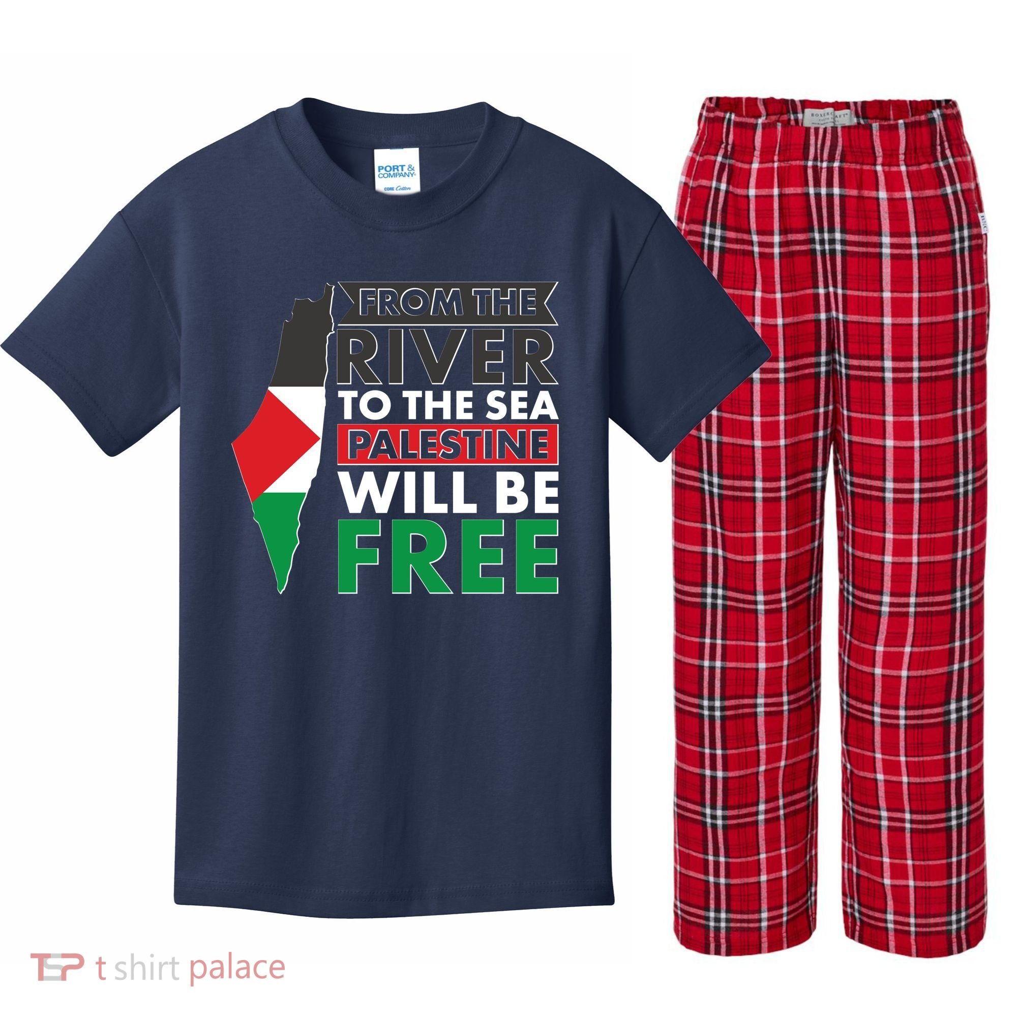 From The River To The Sea Palestine Will Be Free Kids Plaid Pajama Set