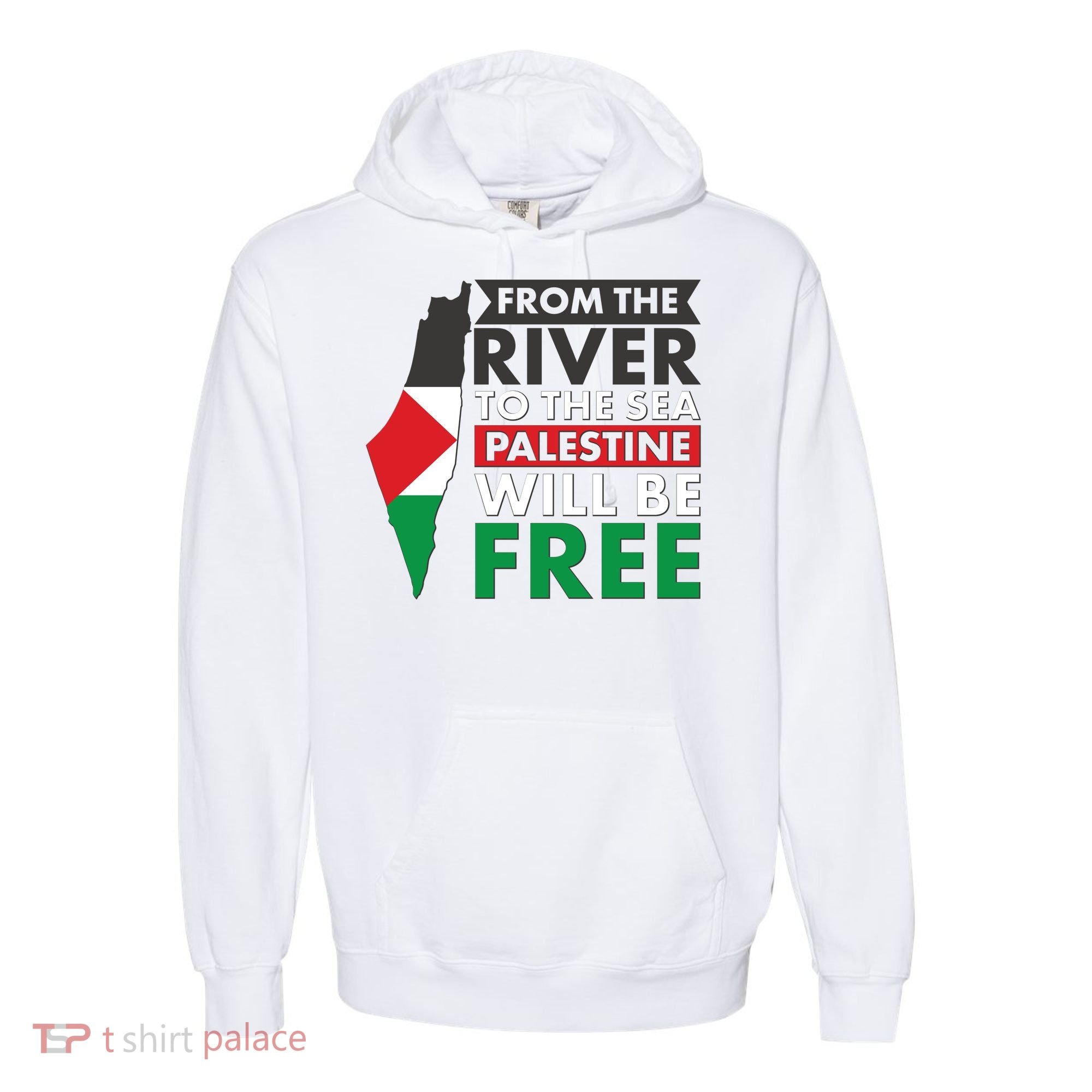 From The River To The Sea Palestine Will Be Free Comfort Colors Garment-Dyed Hooded Sweatshirt